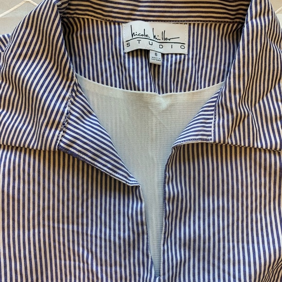 Nicole Miller Studio designer seersucker stripes embroidered monkey sheath dress - Picture 2 of 6